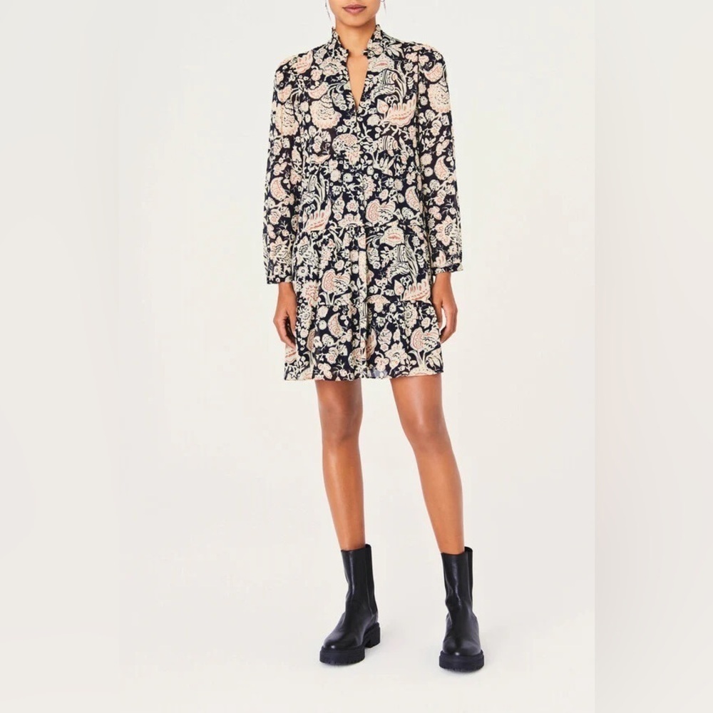 Ba&sh Azur Floral-Print Crepe Mini Dress (100)